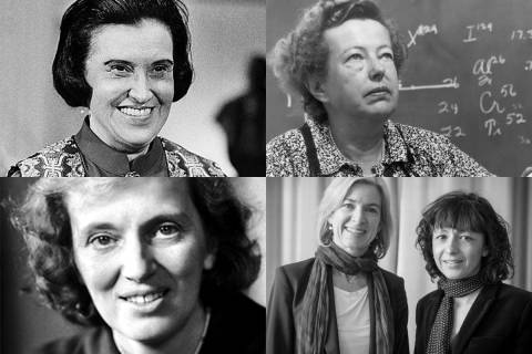 Rosalyn Yalow, María Goeppert-Mayer, Dorothy Mary Crowfoot Hodgkin, y las científicas Emmanuelle Charpentier y Jennifer A. Doudna.